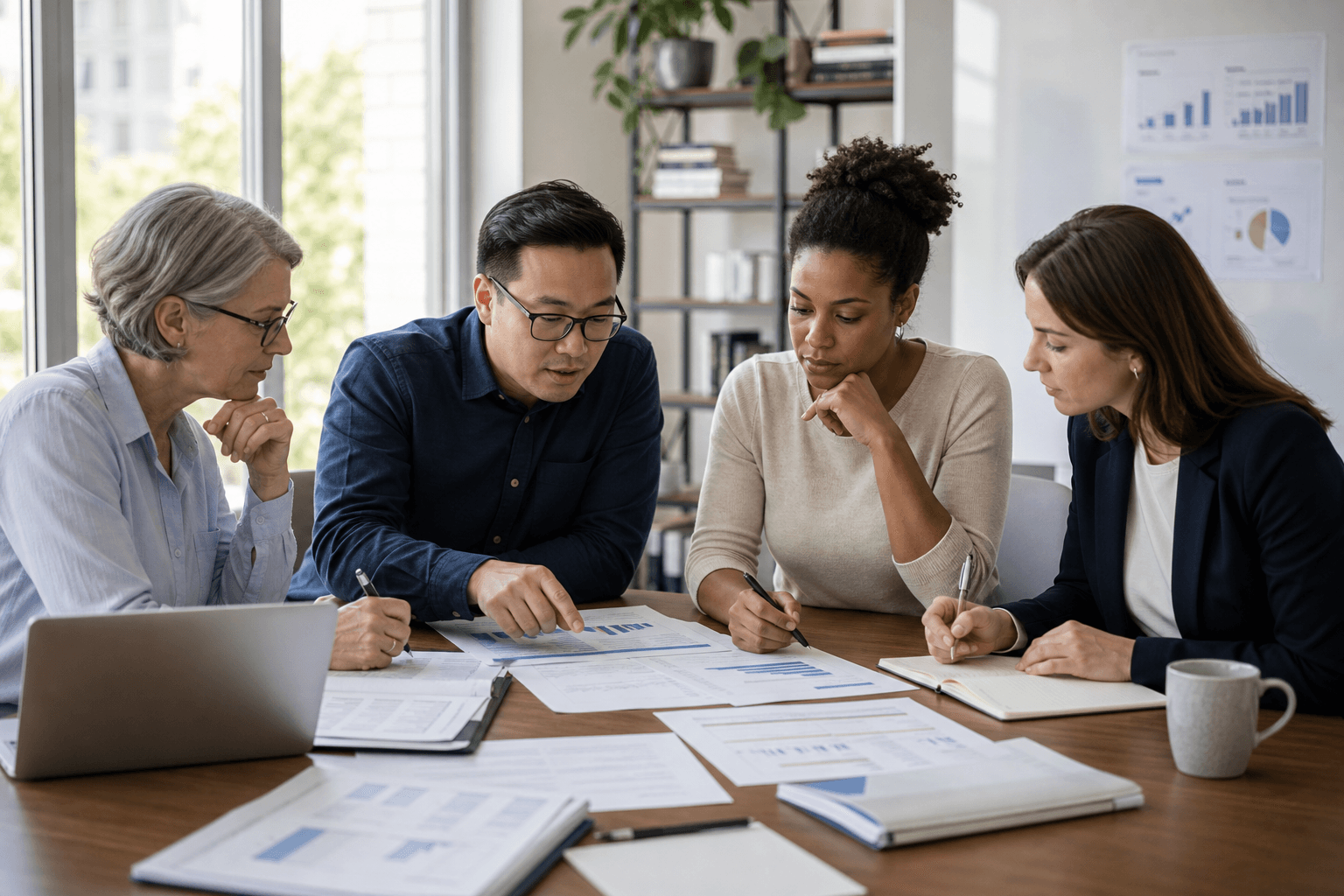 Nonprofit team reconciling grant expenses before closeout