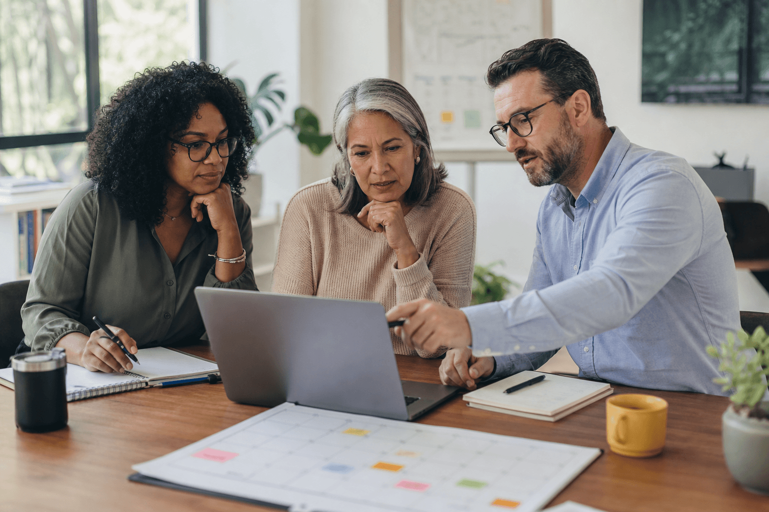 Nonprofit grant team reviewing grant process risks