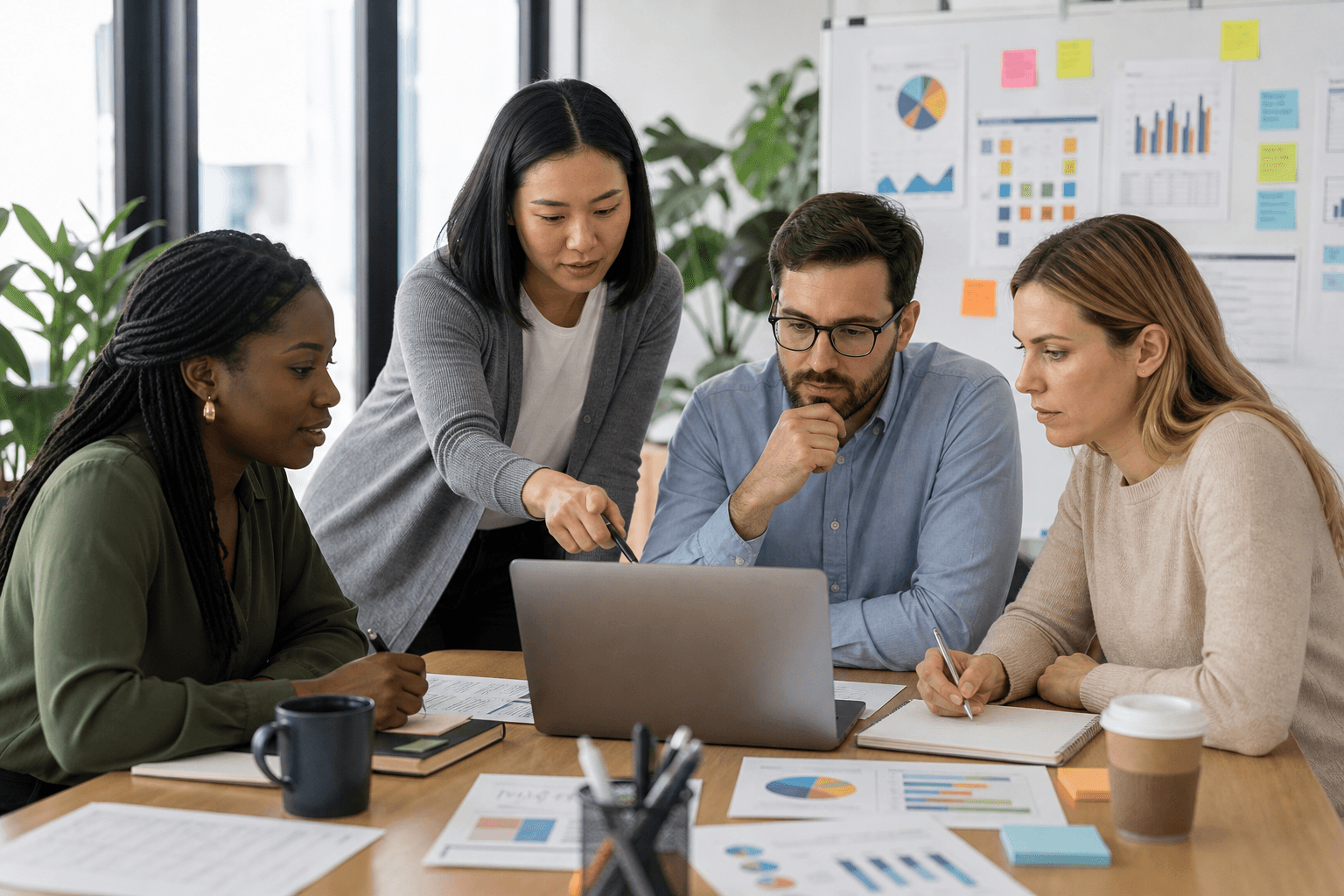 Nonprofit grant team collaborating in grant management software