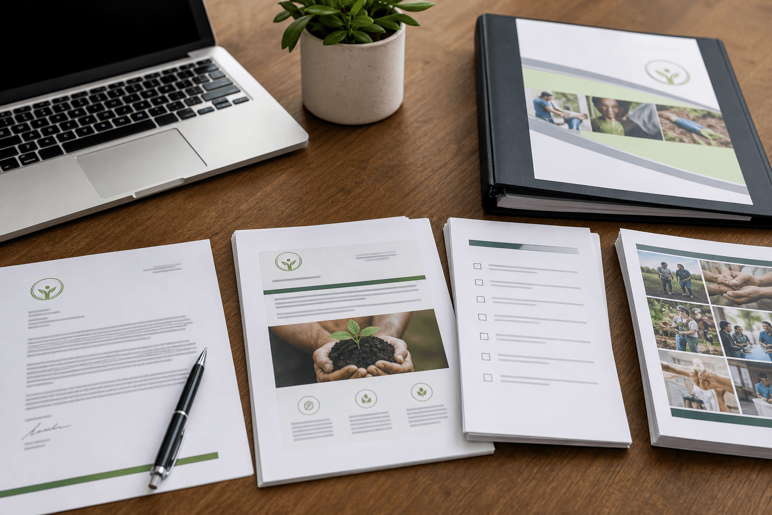 Nonprofit grant proposal package with cover letter and attachments
