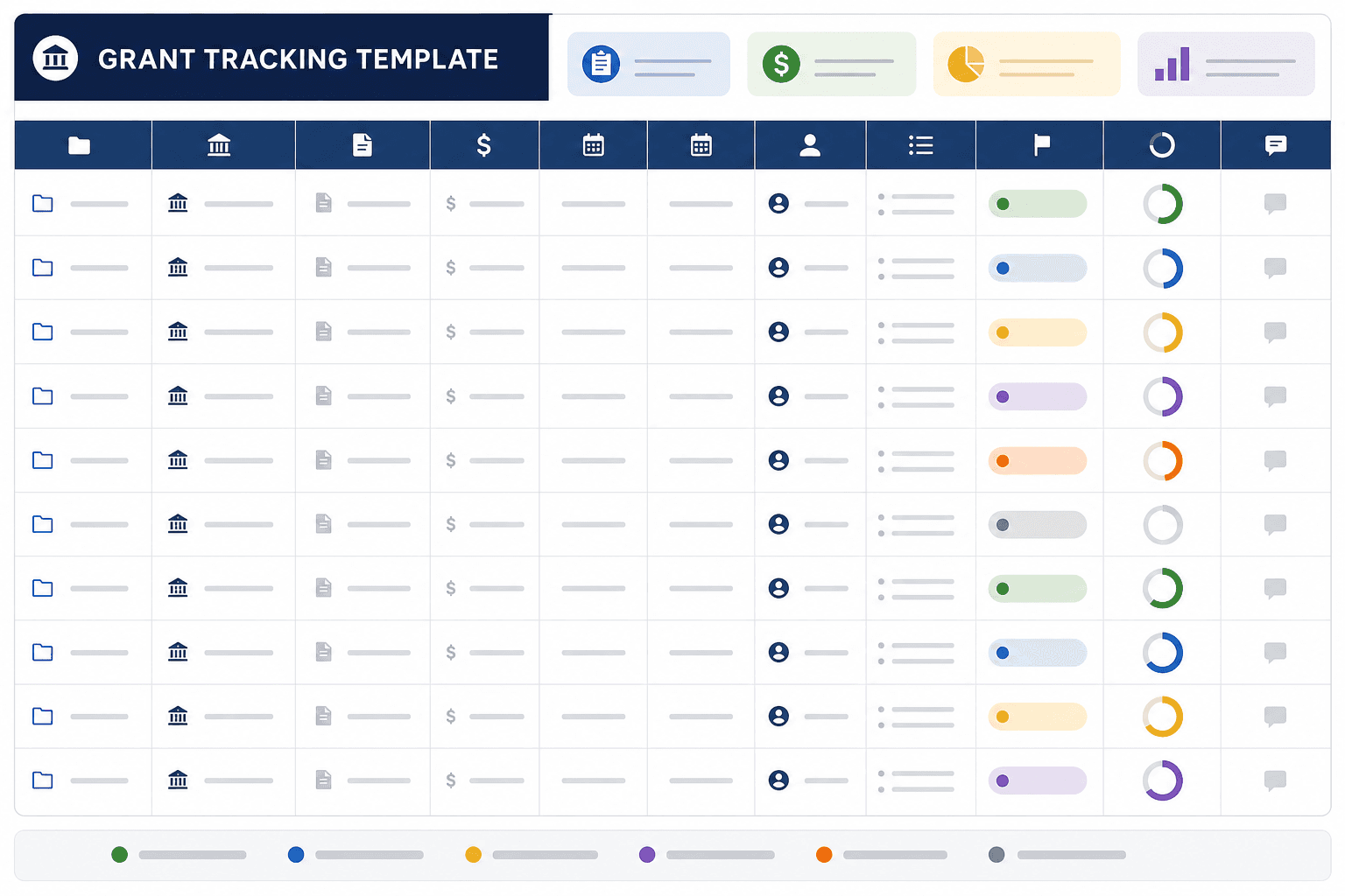 Grant tracking spreadsheet template columns for nonprofit grant teams