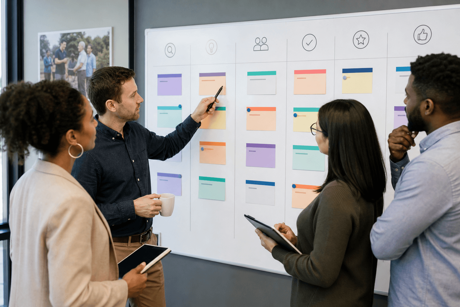 Nonprofit team moving grant opportunities through visual pipeline