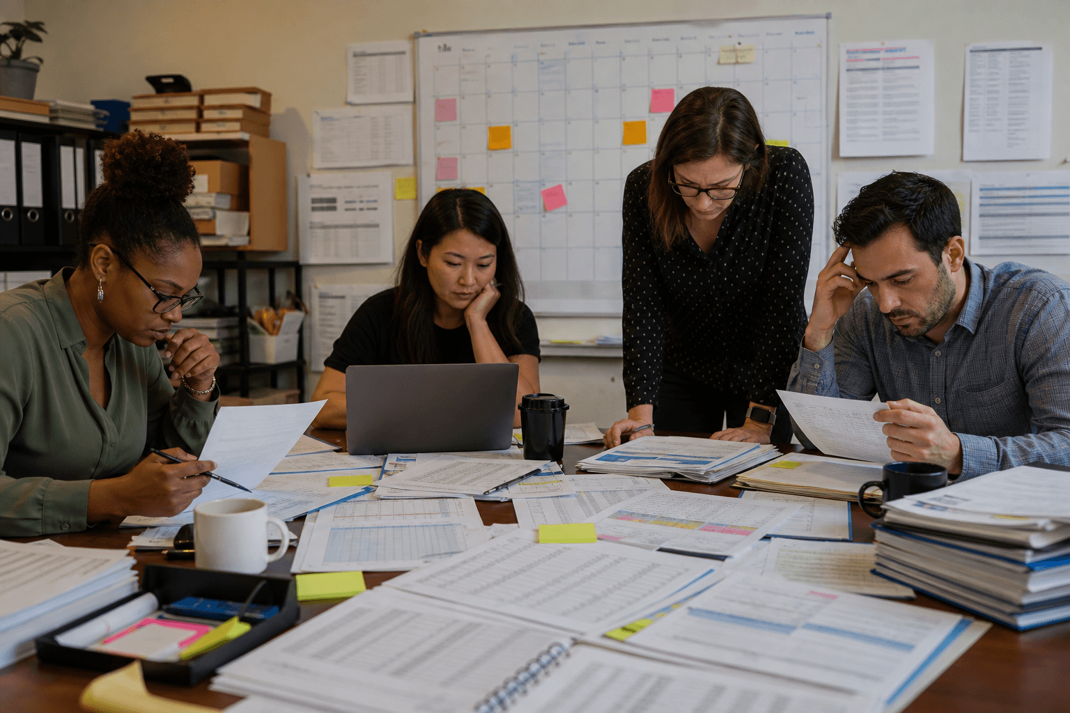 Nonprofit team struggling with grant spreadsheet deadlines and documents