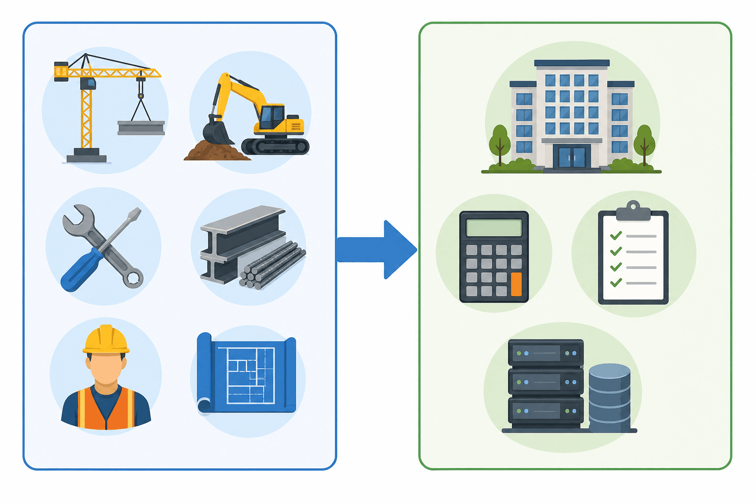 Diagram separating direct project costs from shared indirect costs