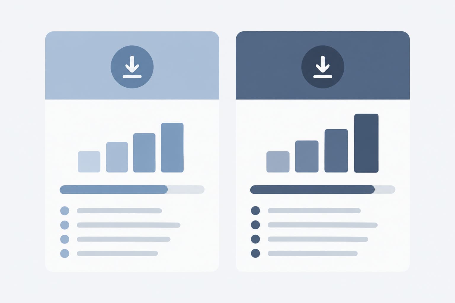 Two plan cards side by side with bars of different heights