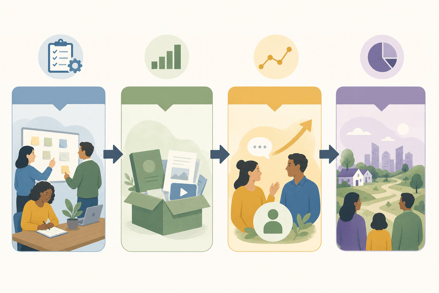 Flow from program activities to outputs to measured outcomes