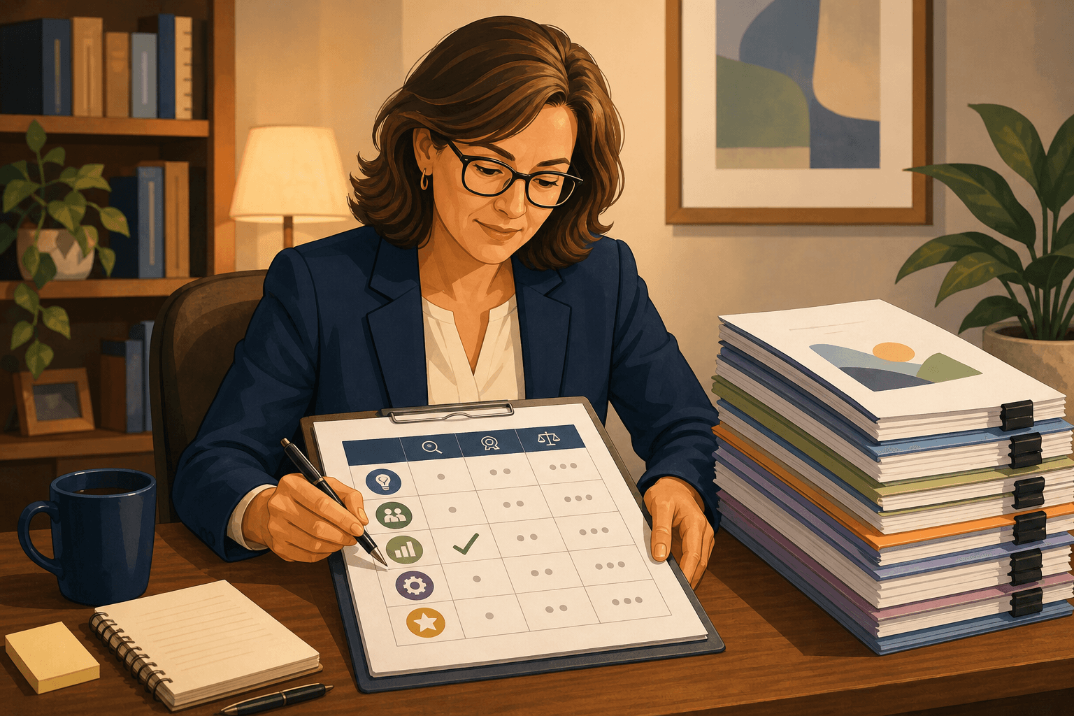Grant reviewer scoring the evaluation section of a proposal