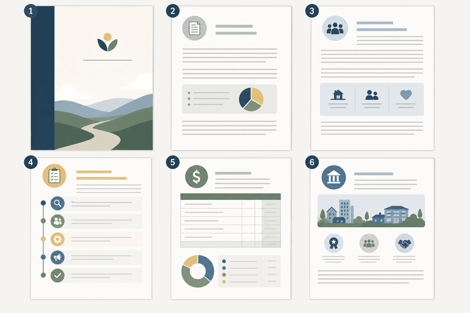 Foundation grant proposal template pages laid out in order