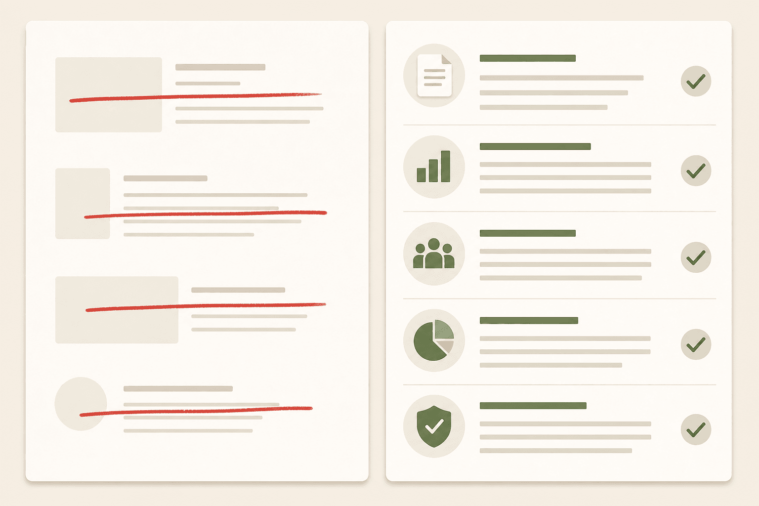 Two grant proposal drafts compared side by side, one marked up and one clean
