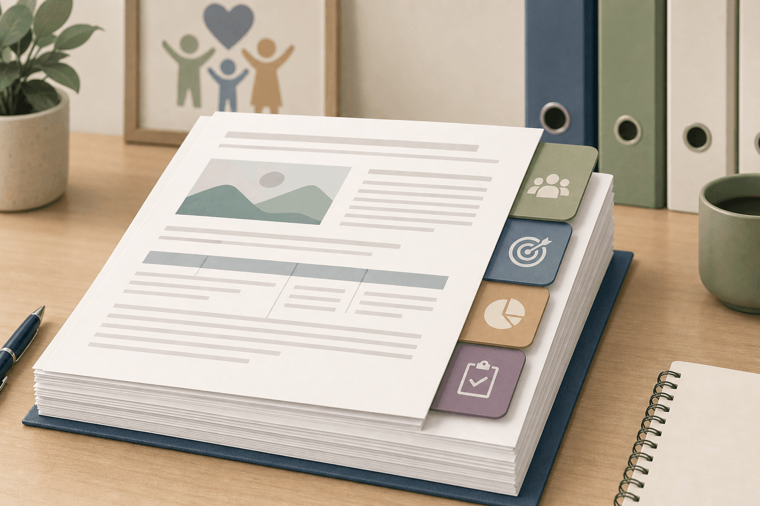 Nonprofit grant proposal template showing standard proposal sections