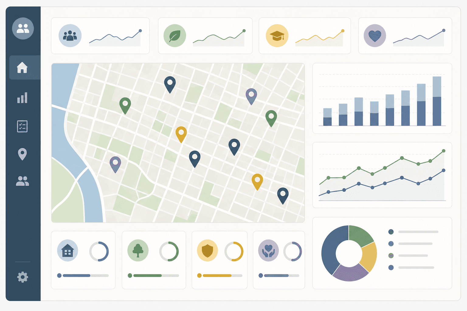 Neighborhood outcome measures tracked over the life of a community development grant