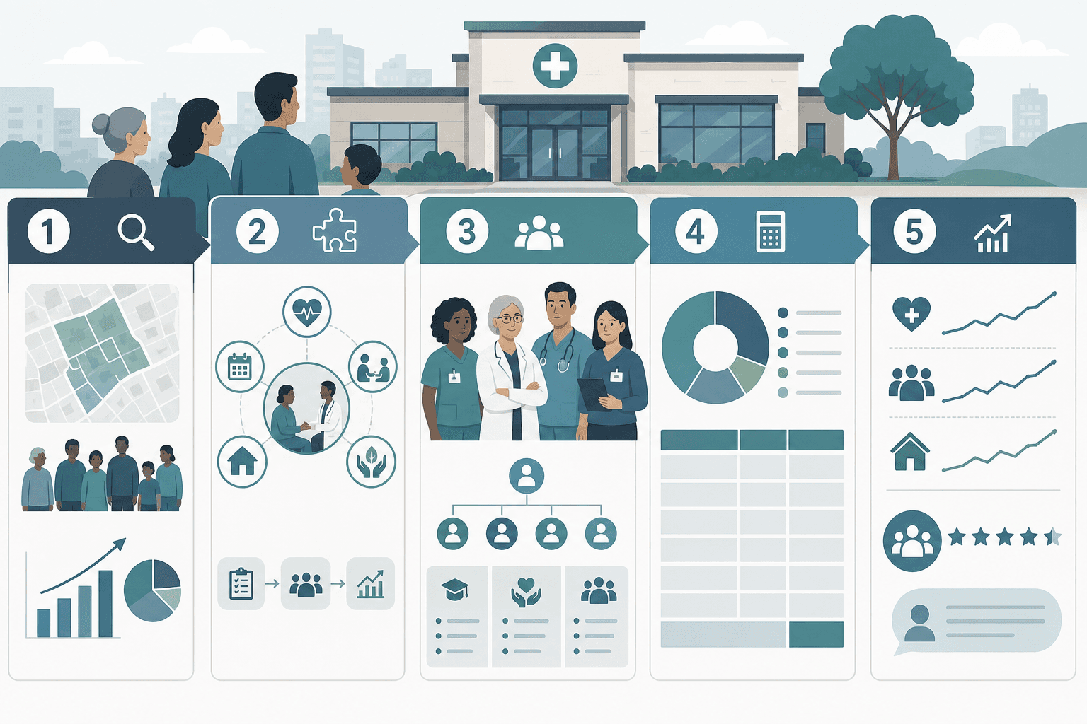 Sections of a health clinic grant proposal laid out in order