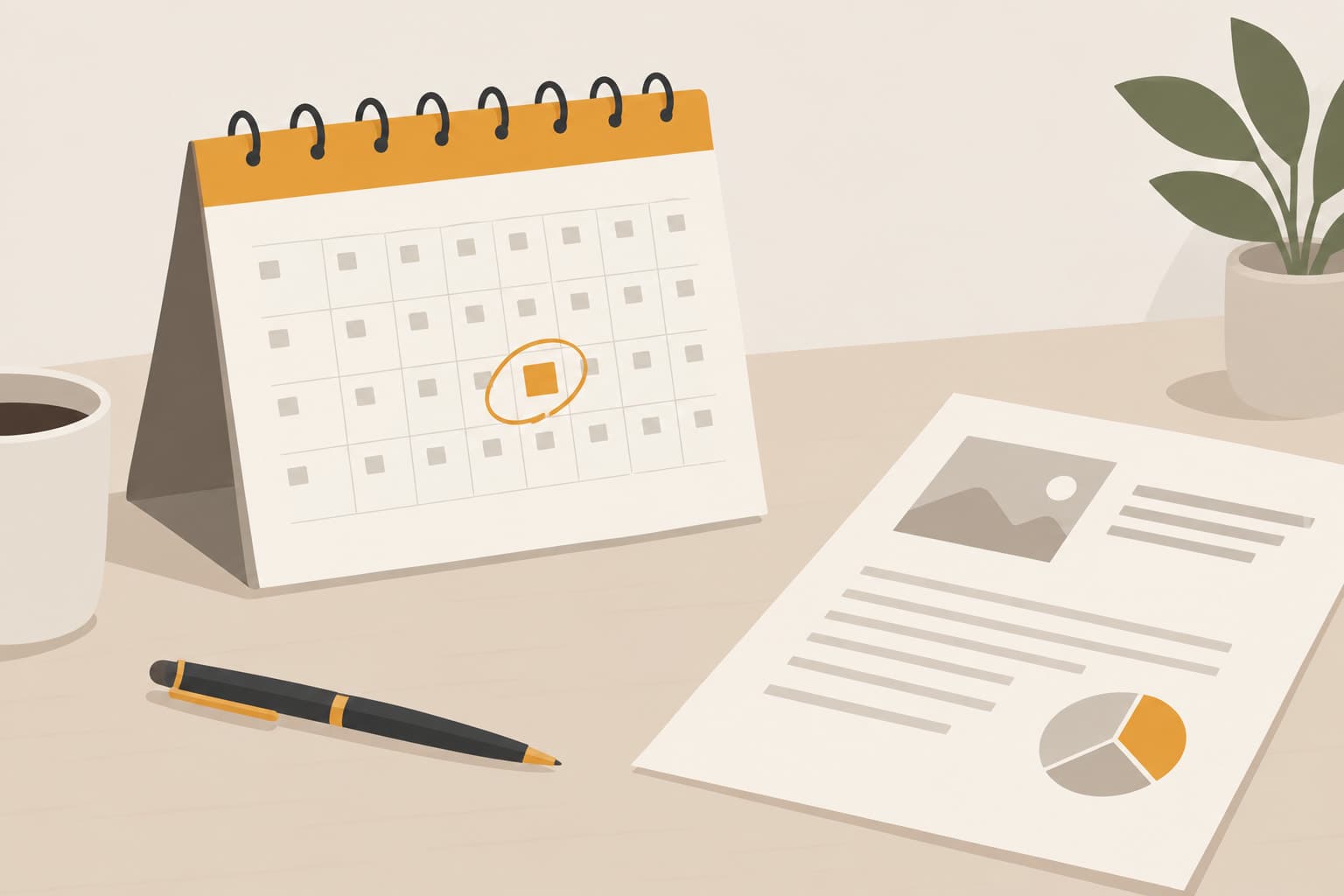 A desk calendar page with one circled date beside a document