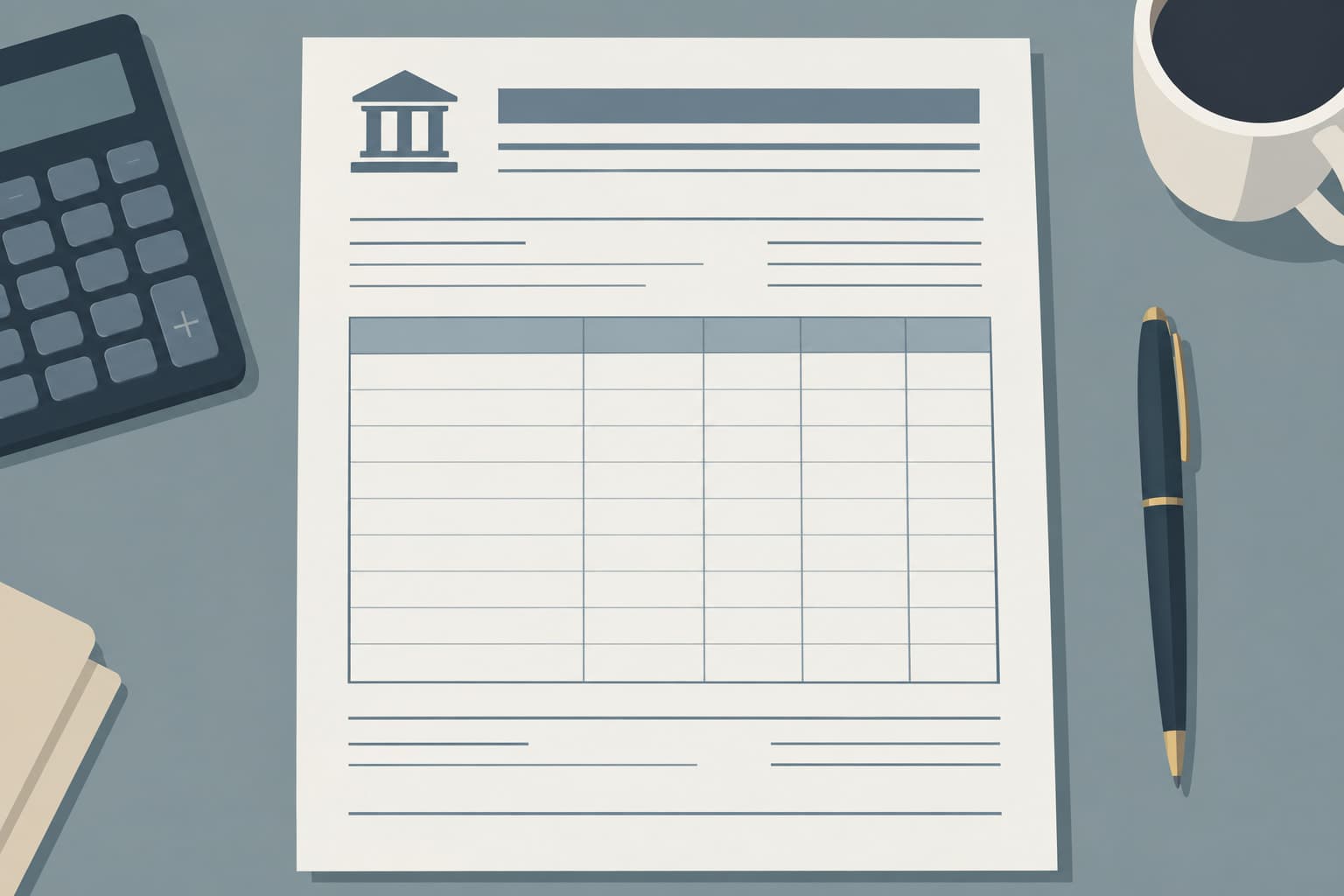 A printed form page with one large empty table under thin ruled lines
