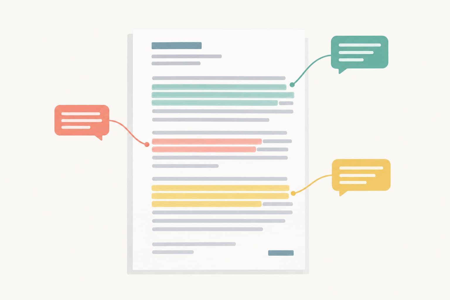 Colored margin notes and highlighted passages on a shared draft